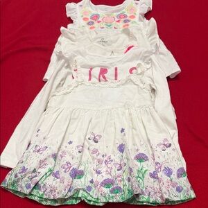 Floral White and Purple Kids Dress